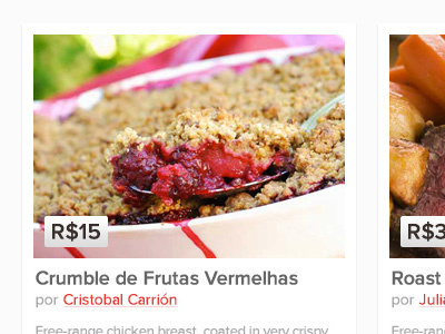 Cards | Final cards design food layout pricing ui ux