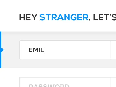 Hey Stranger blue button form input minimal modern signup sleek submit
