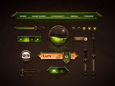 UI Kit box button calendar check control design diablo dragon game head info interface ios kit life navigation old paper retina sketch slider style ui volume web