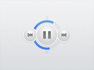Circular Player Widget audio blue button buttons circle circular controls freebie gray music player progress progress bar psd rebound volume white widget