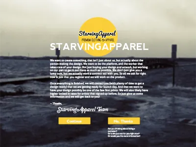 Designer Signup Page about about us info sandy signup