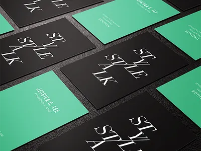 STYLE/STALK business cards black and white branding business cards card classic creative curio design fashion graphic design green identity logo mint print san francisco serif sf slash startup style stylestalk vertical