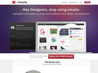 New Home Page bokeh govisually home page mac purple web app webapp website white
