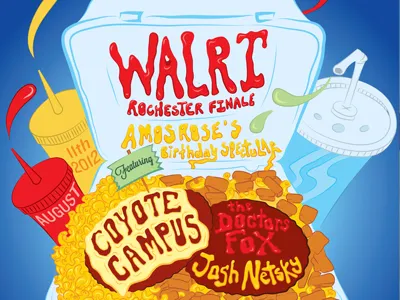 Garbage Plate Gig Poster 2012 campus coyote doctors folk fox garbage hall indie josh music netsky new plate pop rochester street summer warli water york