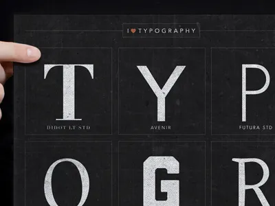 I ♥ Typography black and white grid grunge letters poster print texture typography vintage