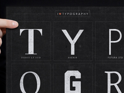 I ♥ Typography black and white grid grunge letters poster print texture typography vintage