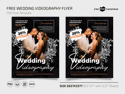 Free Wedding Videography Template + Instagram Post (PSD) black event events flyer flyers free freebie instagram photoshop print printed psd template templates wedding