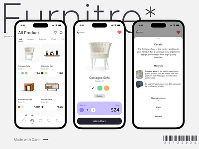 Furnitre - Mobile App app decoration design digital e commerce furniture home ikea layout luxury marketplace minimalist mobile property real estate shop simple trend ui ux