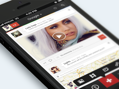 Google+ App iOS app clean glyphs google ios iphone kanye menu plus simple ui