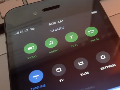 KLIQ Menu dark ios iphone kliq menu rounds sharing slide