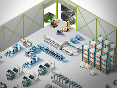 Plan isometric 3d illustrator impression iso isometric isométrique machines plan printer vectoriel