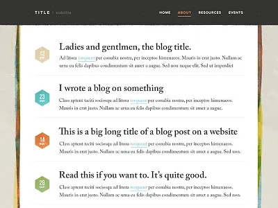 Blog Posts blog caslon colours geometric headers pattern posts website