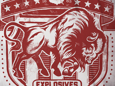 Buffalo Explosives america americana art branding buffalo castle derrick derrick castle design drawing explosives graphic design illustration nashville nashvillemafia shield straw castle