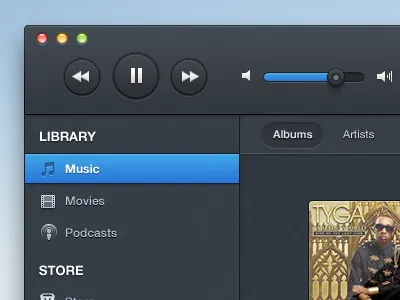 Dark Itunes (FREE PSD) albums buttons dark design itunes sliders software ui