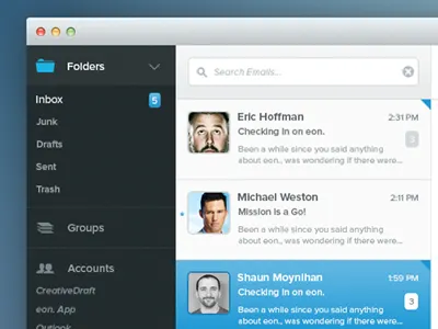 eon. app interface mac mail os x ui ux