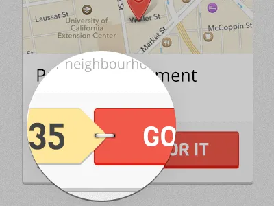 Price tag stitches box button clean grey interface map mobile pattern pin price product red stitches ui ux zoom