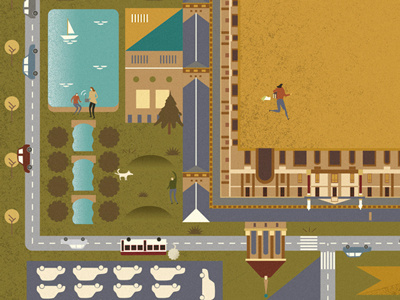 Universidad Laboral yards. architecture asturias buildings church gijon grounds illustrator laboral landscape map photoshop square university