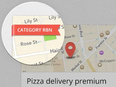 Ribbon clean map mobile pin ribbon zoom