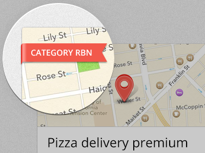 Ribbon clean map mobile pin ribbon zoom