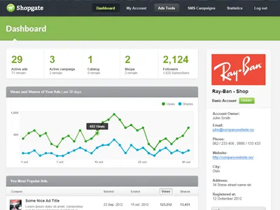 Shopgate Admin Dashboard admin ads analytics app dashboard navigation statistics stats ui