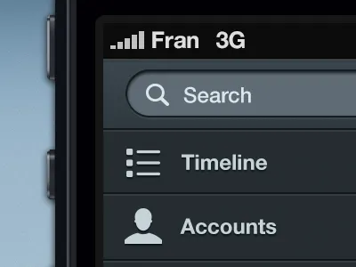 Sharizy Menu accounts app categories category clean clear ios iphone list logout menu minimalist navigation search settings timeline ui ux