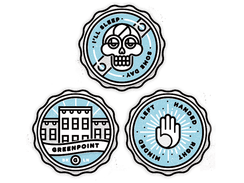 Bottle Caps badge brooklyn greenpoint iconography illustration mrdavenport skull typography