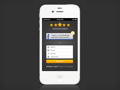 iPhone app sign up app iphone log in sign up