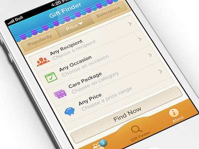 Gift App app blue gift ios iphone retro ribbons shop yellow