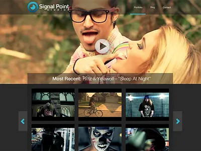 Video Portfolio Page blue dark media video webpage website youtube