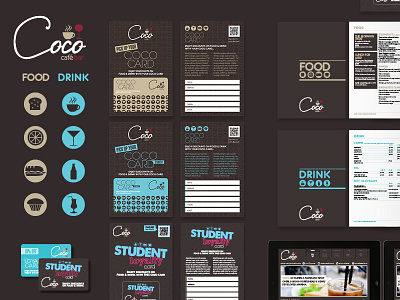 Coco Cafe & Bar branding deck bar branding branding deck bristol brown cafe design icons iconset invite ipad logo pattern texture website
