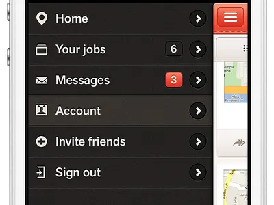Menu dark menu notification orange selected