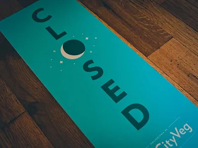 HipCityVeg Closed Sign closed sign fast food hipcityveg moon open sign signage stars sun typography