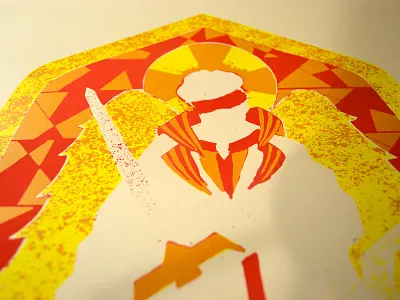 Before the third color angel child dragon family gigposter illustration ink jason taylor parents poster screenprint stained glass sword wings