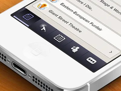 iPhone app Tab Bar . app apple application arrow bar clean festival footer icon icons interface ios iphone menu mobile noise photo screen shadow steps tab tabbar texture vector