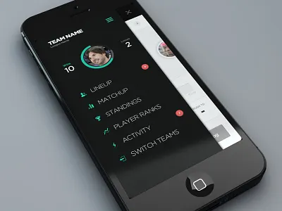 Menu graph interface list menu minimal mobile sport stats ui