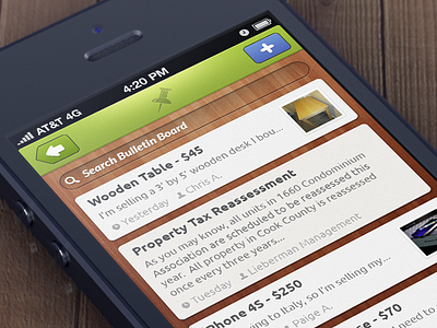 Bulletin Board Concept bulletin board iphone 5 mobile ui
