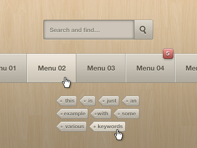 Soft Beige Search form, Menus and Tags @2x beige freebie keywords menus psd retina search form soft tags