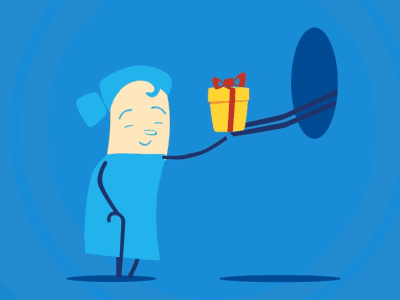 Grandma animation character gift motion graphics