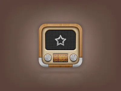 Again.fm icon for iOS dynamic icon ios ipad iphone ipod old radio screen timeline vintage wood youtube