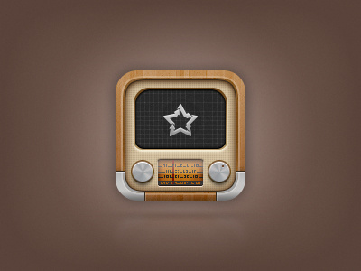 Again.fm icon for iOS dynamic icon ios ipad iphone ipod old radio screen timeline vintage wood youtube
