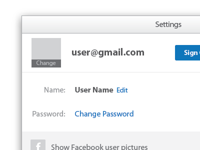 Settings Dialog Layout prototype ui ux wireframes