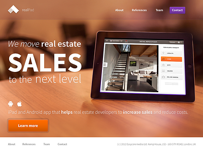 Web for iPad app called RealPad ipad landing landing page realpad tablet web webdesign www