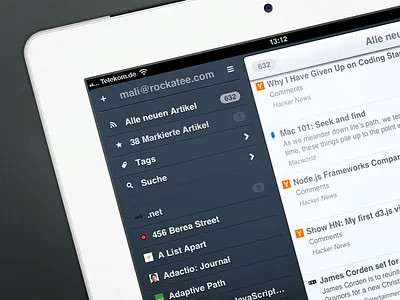 Mr Reader RSS app (dark theme) glyphs gui iconogrpahy icons ipad mr reader app mrreaderapp retina rss theme ui