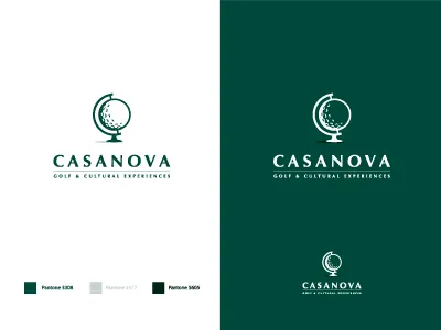 Casanova Golf Final approved black casanova colour concept design globe golf green logo mark monochrome pantone tour white world
