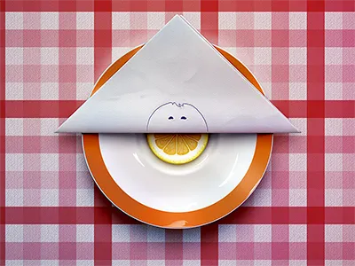 Lemon dish icon icons lemon plate serviette smile table