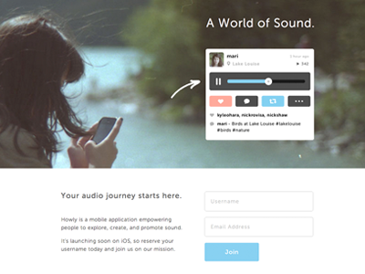 Howly Sign Up app audio brand branding comment howly icons identity ios iphone join like play bar record recording sign in signup social networking sound speaker ui ux