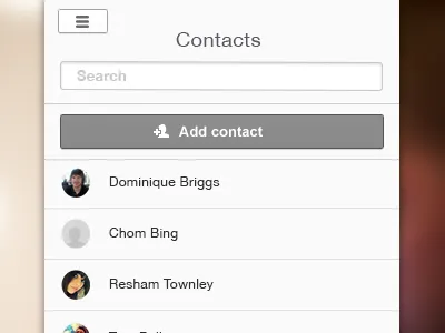 Contacts app contacts grey iphone list mobile profile ui user interface ux