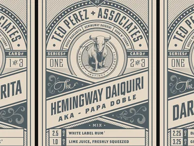 Ted Perez Cocktail Recipe Cards: Set 1 booze branding cocktails design emblem illustration logo rinker ted perez type typography