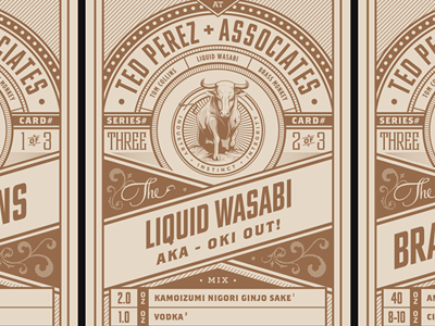 Ted Perez Cocktail Recipe Cards: Set 3 booze branding cocktails design emblem illustration logo rinker ted perez type typography