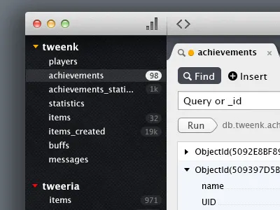 UI for MongoHub beta concept db interface mongo tabs ui
